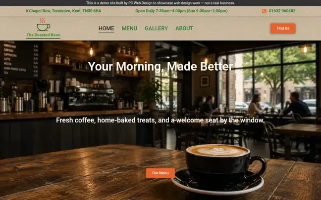 The Roasted Bean demo website